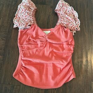 NWT Anthropologie ruffle eyelet top size medium
